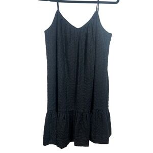 Madewell Women's Black Embroidered Sleeveless Mini Dress - Size L‎